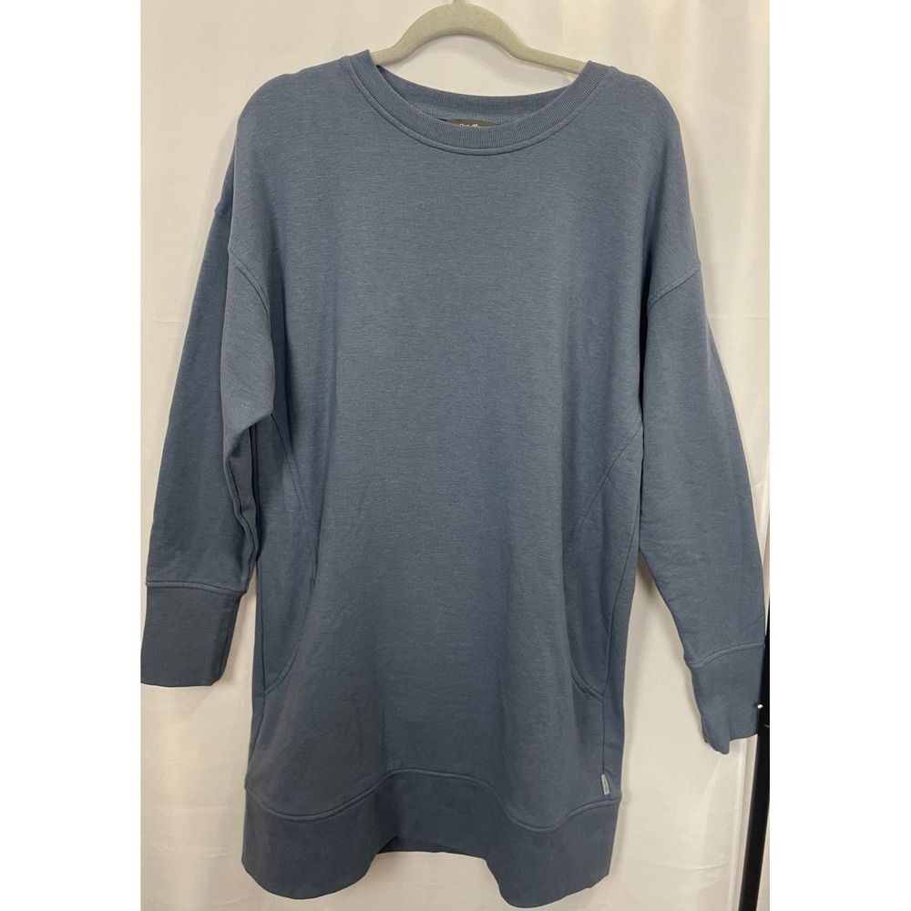 Eddie Bauer Blue Heather Fleece Crewneck Sweatshirt Dress Pockets Womens M
